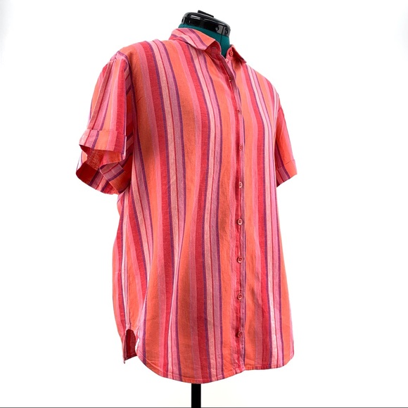 Cabi Tickled Pink Button Down Short Sleeve Shirt, #5977, Medium - Picture 9 of 16